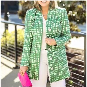 Cabi Green Checked‎ Plaid Circuit Trench Coat Size S 6025 Spring 2022